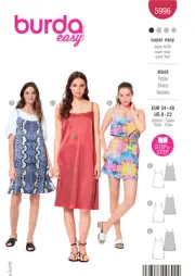 Burda 5996 Misses Dress Easy Sewing Pattern Sizes 8-22 NEW!