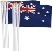 Australia Handheld Small Flag Set,10 PCS 5×8 Inch Mini Australian Hand Held Banner,Tiny Digital Printed Polyester Banner