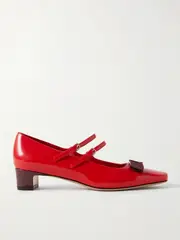 [Ferragamo] Ferragamo - Vara Bow-embellished Patent-leather Mary Jane Pumps - Red - US10 US 10 Red