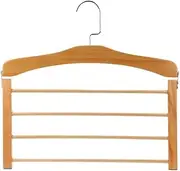 Adult Coat Hangers 5 Pcs Wooden Pant Hanger Space Saving Cascading Closet Storage Tie Rack, 4 Layers Trouser Scarf Towel Organizer Durable Suit Hangers (Color : Wood Color, Size : 5pcs) Aqiong