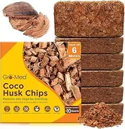 Gro-Med Coco Chips for Plants (500g Bricks, 6-Pack) - Organic Coconut Husk Chips for Potting, Garden & Seed Starter Soil - Coconut Mulch for Garden & Plants