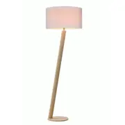 Shera Classic Modern Metal Stand Floor Lamp Light Drum Shape Fabric and Paper Veneer Shade - Wood.