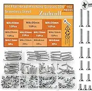 Zmbroll M4 Flat Head Machine Screws 150Pcs Metric Fastener 304 Stainless Steel Countersunk Cross Machine Screw Fasteners Bolts Assortment Kit M4 x 6/8/10/12/16/18/20/25/30/35/40mm