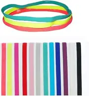 [Goxfaca] Lightweight Sports Elastic Headband Non-Slip Silicone Headband, Newest Fitness Fashion Color Headband Hair Accessories Suitable for Men, Women, Girls and Teenagers 12 Pieces