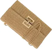 [Baluue] Versatile Lady Phone Bag Imitation Straw Clutch Purse Woven Handbag Decorative Party Bag for Women