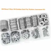 600-piece 304 stainless steel flat washers gasket M2-M12 assortment set AU