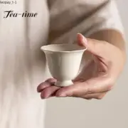 45ml Ding Kiln White Ceramic Flower Mouth High Foot Teacup Luxury Tea Cup Set