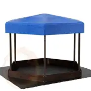 Keezi Kids Sandpit Wooden Hexagon Sand Pit with Canopy Outdoor Beach Toys