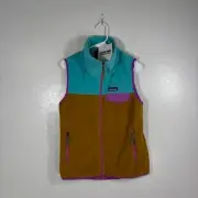 Patagonia Synchilla Vest Womens Small Fleece Howling Turquoise Brown Zip NEW