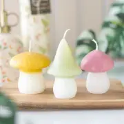 Set of 3 Pastel Mushroom Candles Whimsical Fairy Tale Décor