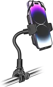 Charchendo Spin Bike Phone Mount, Gooseneck Exercise Bike Phone Holder, [One Button Release] Universal Indoor Cycling Bike phone Clip Stand for iPhone 15 14 13 Pro Max, Galaxy 23 More 4-7" Smartphones