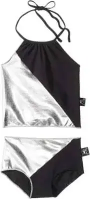Nununu Collar Bikini Black/Silver Girl's Size 2 L108919