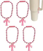 [Sexyppl] Letter Charm Accessories for Cup, Pink Initial Name ID Personalized Handle Charm for Tumbler Water Bottle,