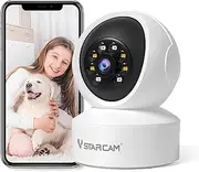 VSTARCAM Dog Camera with App Colour Night Vision WiFi Camera 2K Security Camera, Indoor Camera for Pets, Dogs, Baby Monitor Compatible, Two-Way Audio, Car Tracking, Motion Detection