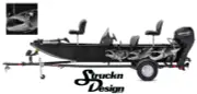 Grayscale Grunge Shining Barracuda Large Fish Bass Boat Decal Wrap USA Vinyl