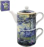 Leonardo Collection Claude Monet Tea Pot & Cup Set | Ceramic Gift Set | Beautiful Printed Design for Home & Office