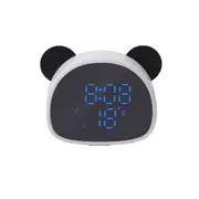 Panda Alarm Clock Recorder Voice Control Multi-function Rechargeable USB Night Light Bedside Mirror Makeup Mirror black + white
