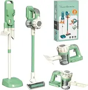 BAYMI 3-in-1 Children's Vacuum Cleaner, Toy Vacuum Cleaner for Children from 3 Years, Toy Vacuum Cleaner with Real Suction Power for Realistic Play (Green)