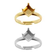 Brass Adjustable Ring Bases for 4499 Prismatic Square Fancy Crystals 6mm