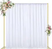 Wokceer 10x10 FT Backdrop Stand Heavy Duty Pipe and Drape Kit, Adjustable Gold Backdrop Stand for Wedding Birthday Party Photography Photo Booth Background Christmas Decoration