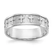 14k White Gold Polished u0026 Satin Cross Band