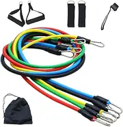 Workout Bands, Yoga Pilates Fitness Equipment Set of 11, Compact & Sturdy, Full Body Strength Training Kit for Individuals Couples or Families Wanting to Improve Flexibility