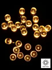 200 Warm White Concave LED Bulb Solar Powered String Fairy Lights - 20m