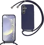 [Haygdz] Silicone Mobile Phone Chain for Samsung Galaxy S24 Plus, Case with Strap, Adjustable Mobile Phone Necklace Case with Strap, Mobile Phone Case for Hanging, Case with Cord, Dark Blue