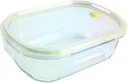 Neoflam Airtight Kitchen Storage with Lid, Oval Bento Glass Food Container with Vent, Microwave Meal Prep Canister, Dishwasher and Oven Safe (39oz / 1.2 Liter / 4.8 cups)