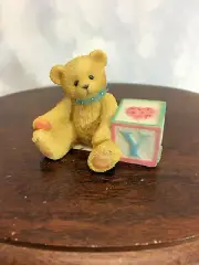 Cherished Teddies Bear With ABC Y Alpha Letter Block 1995 NIB