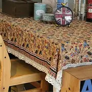Table Cloth Outdoor Tablecloths Waterproof Leaves Table Cloth Valentines Large Patio Table Cover Cotton Yellow Table Decoration 90X140Cm