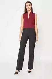 Elie Tahari Dark Gray Wool Blend Black Accent Trim Bootcut Pants, 10, NWT, $248