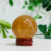 116g Natural Yellow Iceland Spar Quartz Sphere Crystal Ball Energy Healing