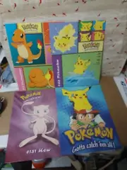 Lot of 4 Vintage 1999 Pokemon School 3 Hole Folder Mew Pikachu Raichu Unpunched