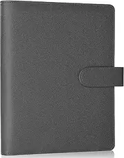 Antner A5 Binder 6 Ring Refillable Notebook Budget Planner Cover for Cash Organizer, PU Leather Loose Leaf Photocard Holder Aesthetic Binder with Magnetic Buckle for A5 Planner Inserts, Glitter Black