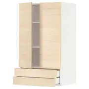 METOD / MAXIMERA wall cabinet w 2 doors/2 drawers, white/Askersund light ash effect, 60x37x100 cm