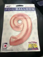 40" Number 9 - Rose Gold Megaloon Foil Mylar Balloon Pack of 1 by Betallic New!!