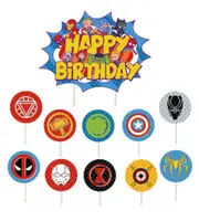 1 Pcs Cake Topper And 10 Cupcake Topper Avengers Superhero Party Supplies Birthday Decoration