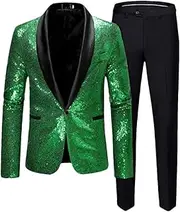 [Zadaos] Men Sequins Suit 2 Piece Male Business Social Dance Party Dress Blazer Jacket and Pants