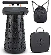 Tiovo Folding Camping Stool, Square Collapsible Portable Stool with Seat Cushion & Nylon Bag, Sturdy Lightweight Telescoping Foldable Stool for Adults Camp, Max Load 550lb (Black)