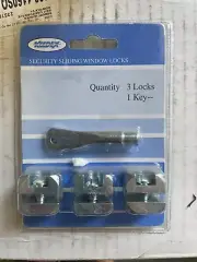 KEEDEX SECURITY SLIDING DOOR/WINDOW LOCK K-FSM-300C SET OF 3 W/KEY