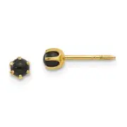 14K Yellow Gold 3mm Black Onyx Stud Earrings Madi K Children's Jewelry