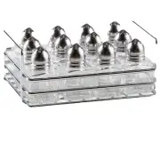 NIB 12 Glass Mini Salt & Pepper Shakers Silver Tone Tops