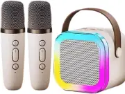 Portable Karaoke Machine with 2 Wireless Microphone, Mini Bluetooth Speaker f...