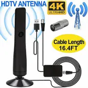 5600 Miles Digital TV Antenna HDTV Amplified 4K 1080P Waterproof Indoor Outdoor Black