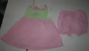 Used Samara Dress and Bloomer Set 4T Girls Pink Green Searsucker Summer Outfit