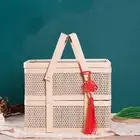 Chinese Style Bamboo Basket Natural Bread Storage Basket Mid-Autumn Festival