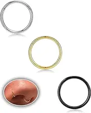 [AMASIS] 18g Nose Rings Hoop and 20g Nose Studs Sets for Women Men,Hypoallergenic 316L Surgical Stainless Steel Hinged Clicker Segment Nose Rings Hoop Helix Cartilage Daith Tragus Sleeper Earrings Silver Gold