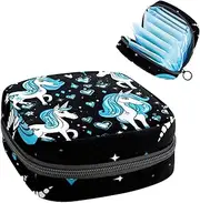Period Bag,Sanitary Napkin Storage Bag,Unicorn Blue Background,Tampon Holder for Purse