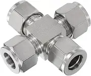 Stainless Steel Union Cross Fitting, 1/8'' 1/4'' 3/8'' 1/2'' 3 4 6 8 10 12mm OD Tube(8mm)